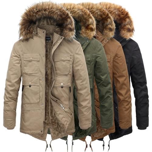 New Winter Jacket Men Thicken Casual Outwear Jackets -15 Degree Fashion Mens Fur Collar Windproof ParkasVelvet Warm Hooded Coat