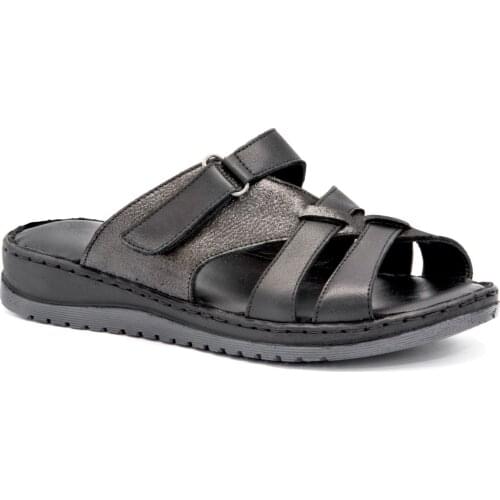 Gedikpasalı Asy 45 Black Women 'S 2021 Summer Slippers Orthopedic Genuine Cow Leather Soft Elevator Filler Daily Casual Use Hiking