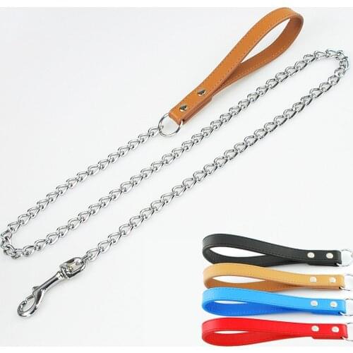 Metal Dog Training Choke Chain Collars for Small Medium Large Dogs Pitbull Bulldog Strong Stainless Iron Dog Slip P Chain Leash