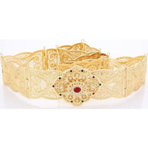 2019 New Luxury Gold Color Women Belt Chain Metal Waistband Jewelry Long Adjustable Length Wedding Buckle Waist Belts