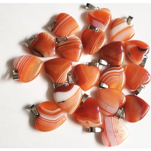 Wholesale 30pcs/lot fashion good quality orange stripe onyx heart shape charms pendants for jewelry making 20mm