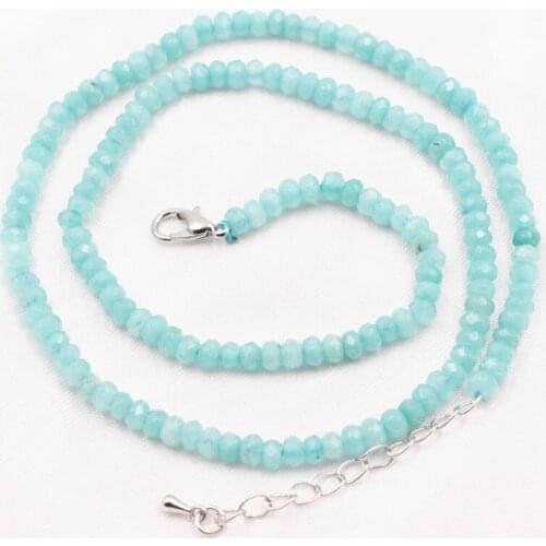 New Natural Stone Choker Necklace Amazonite Beads Statement Collare Women Chain Necklaces Abacus 2x4mm Torque Jewelry 18" A815