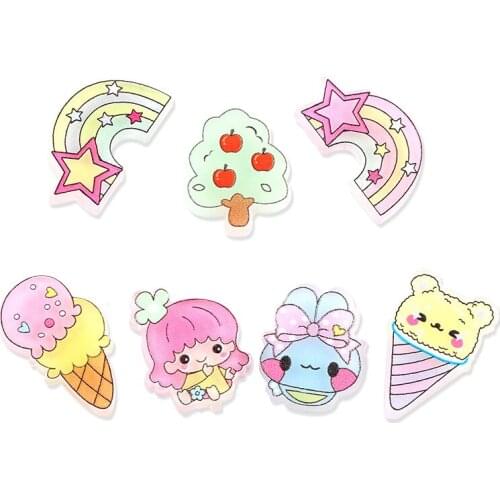 10 Pcs Resin Rainbow Ice-Cream Kawaii DIY Craft Scrapbook Phone Shell Patch Decor Arts Hair Accessories embellishment