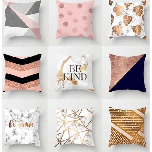 Rose Gold Cushion Cover Geometric Throw Pillow Case for Home Chair Sofa Decoration Square Pillowcases