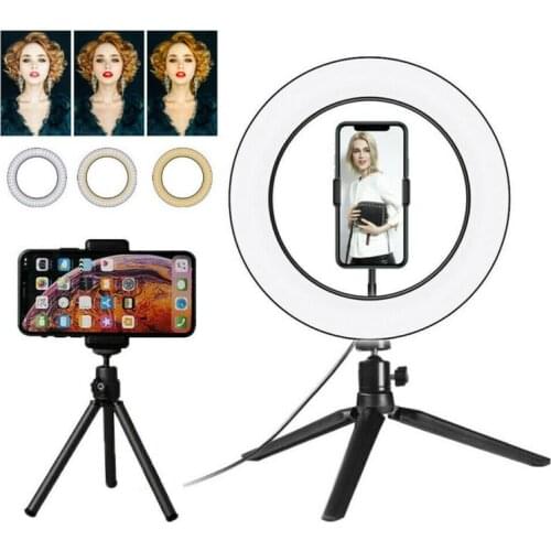 LED Ring Light Dimmable Lamp Long Lifespan With Phone Clip Selfie Tripod For Photostudio Lighting Makeup Live Photography