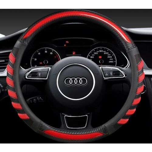 Carbon Fibre Leather Sport Car Steering Wheel Cover Non-slip for Audi A1 8X A2 A3 A4 A5 A6 Avant Auto Accessories