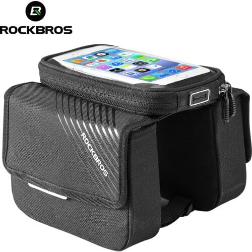 ROCKBROS Bike Bag Phone Touch Screen Bicycle Front Bilateral Saddle Bag MTB Road Bike Top Tube Bag 6.0 Inch Bicycle Accessories