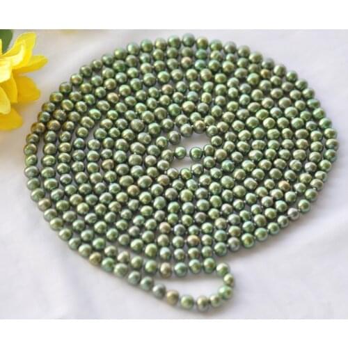 Z10641 18"~100" 8mm Green Round Freshwater Pearl Necklace