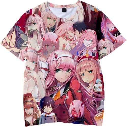 Darling In The Franxx T-Shirts Anime Girl Zero Two 3D Printed Streetwear Men Women Fashion Oversized T Shirt Harajuku Tees Tops