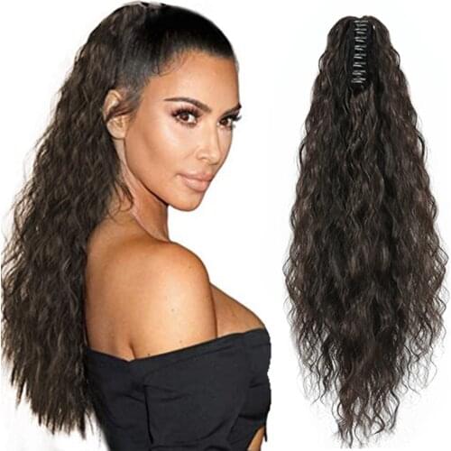 AZQUEEN Claw clip ponytail Synthetic Long Ponytail Extension for Women Black brown Golden brown Ponytail Hair