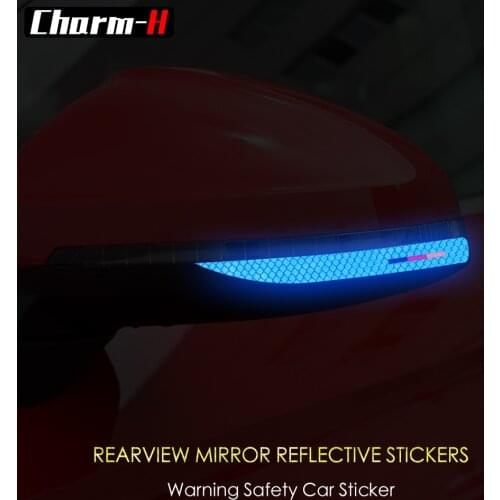 2pcs for Audi A4 B9 A5 F5 Q5 8R Reflective Tape Marking Strip Anti-collision Side Rearview Mirror Stickers Safety Warning Sign