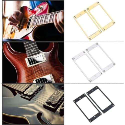 2pcs Electric Guitar Humbucker Pickup Ring Thickness 2mm Chrome Metal Flat Frame Mounting Ring LP Guitar Pickup Accessories
