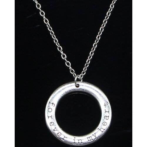 20pcs New Fashion Necklace 28mm circle forever in my heart Pendants Short Long Women Men Colar Gift Jewelry Choker