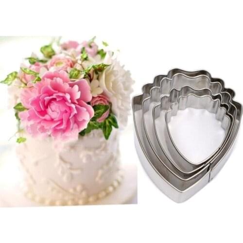 4pcs Peony Flower Cake Cookie Plunger Cutter Stamp Fondant Decorating Mold Biscuit Sugar Craft Baking mould kitchen tools