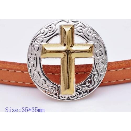 5PC 35MM Western Bling Silver Gold Cross Engraved Edge Saddles Decor Conchos Screwback