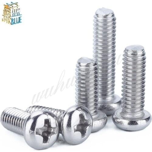 50pcs 8#-32*L 304 Stainless Steel US UNC Pan Head Cross Screw Cross Groove Screw