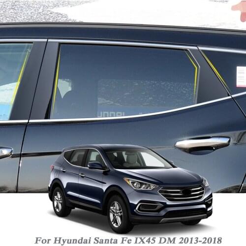 6pcs Car Styling For Hyundai Santa Fe IX45 DM 2013-2018 Car Window Trim Sticker Middle Column Stickers PVC External Accessories