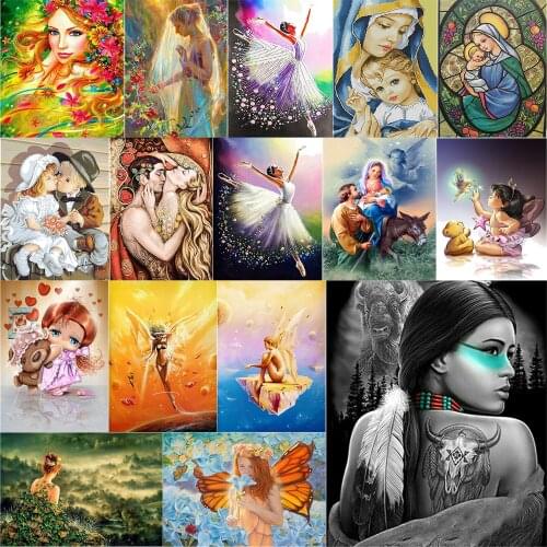 Full Round Drill Rhinestone Diamond Painting Mosaic Beauty 5D DIY Cross Stitch for Household Living Room Wall Supplies