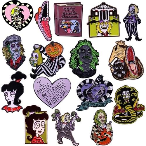 Animated Cartoon Loungefly Adam and Barbara Lydia Enamel Brooch Pins Badge Lapel Pin Brooches Alloy Metal Fashion Jewelry