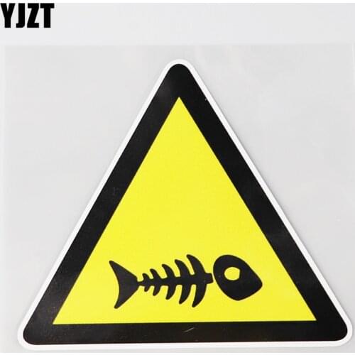 YJZT 11.7CM×10.4CM Vector Fish Toxin Plane Warning Car Sticker Decal PVC 12C-0609