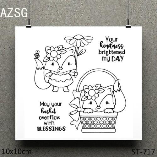 AZSG Fox wearing a wreath Transparent Stamps DIY Scrapbooking Album Card Making DIY Decoration Making Embossing Stencil
