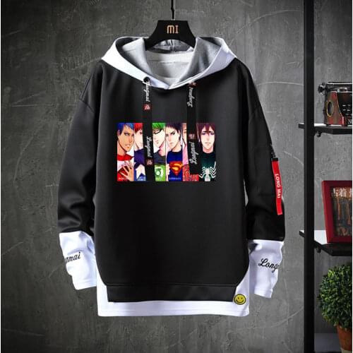 Anime Kurokos Basketball Hooded Teenagers Cosplay Costume Cartoon coat Unisex Casual Fake Two-Piece Hoodies Sweatshirt jacket