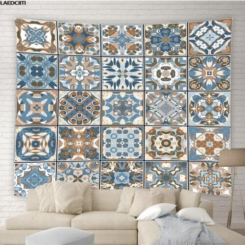 Bohemian Retro Colorful Brick Tapestry Ethnic Floral Pattern Background Wall Hanging Cloth Hotel Living Room Bedroom Home Decor