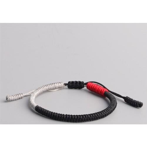 Black-Red Tibetan Buddhist Handmade Knots Lucky Rope Bracelet Unisex Monks Blessed One Heart To The Buddha