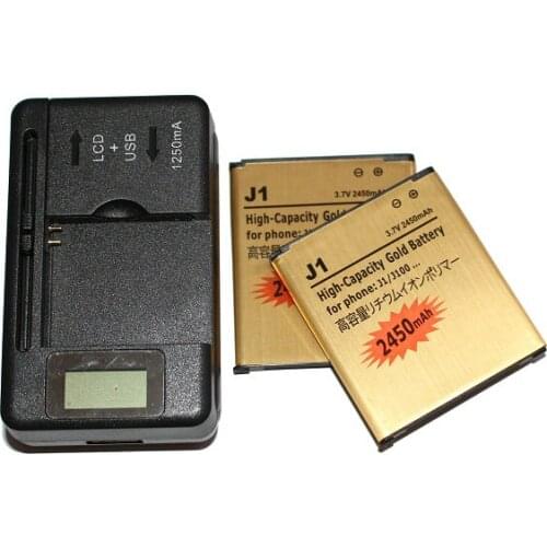 Ciszean 2x 2450mAh EB-BJ100CBE Gold Replacement Battery + LCD Charger For Samsung Galaxy J1 (2015) J100 J100F J100H J100FN J100M