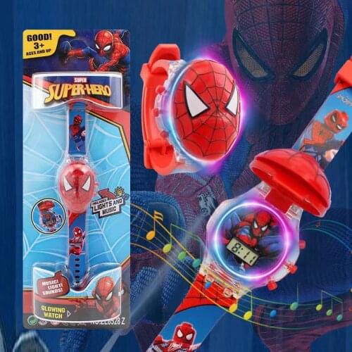 Disney Childrens Cartoon Deformation Watch 21 Projection Toy Spider-Man Frozen Princess Electronic Deformation Robot Watch Toys