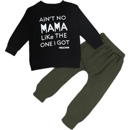Baby Kids Set Clothes Long Sleeve Letter Print T-shirt +Pants Outfits Set Baby Girl Clothes