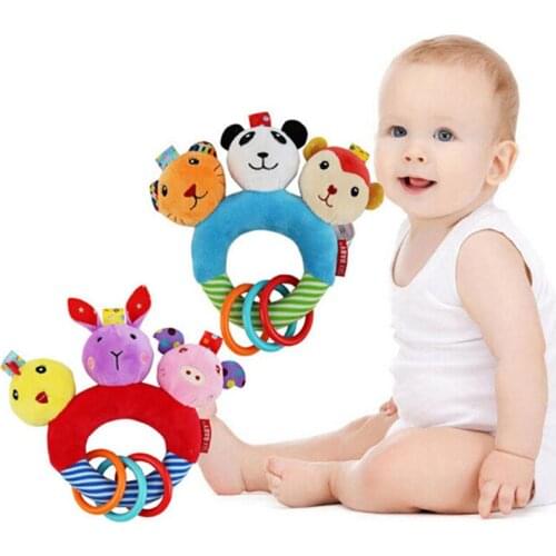 Baby Early Education Gift Newborn Rattles Toy Hand Bell Toddler Infant Interactive Cute Cartoon Animal Plush Toys