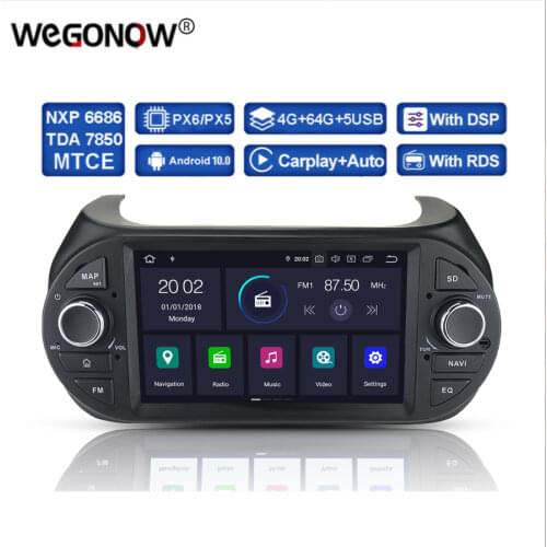 DSP PX6 IPS Android 10 4GB 64GB Car DVD Player GPS Map Wifi RDS Radio Bluetooth For Fiat Fiorino Citroen Nemo Peugeot Bipper