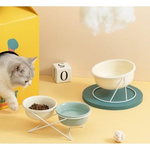 Double Cat Bowl Dog Bowl Pets Feeding Water Bowl For Dogs Ceramic Pet Bowls Cats Food Water Feeder drinker For Dogs Pet Supplies