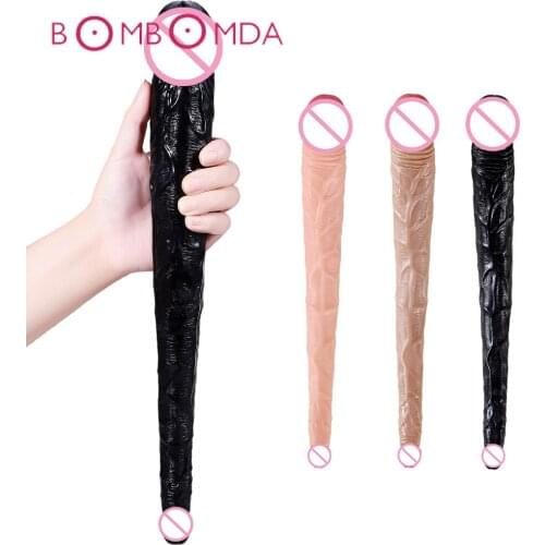 Double Dildo Flexible Soft Jelly Vagina Anal Women Gay Lesbian Double Ended Penis Artificial Dildo Sex Toys For Women Vagina