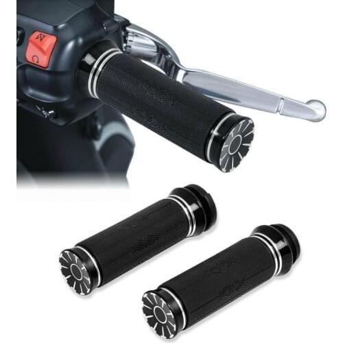 Motorcycle CNC Electric 1'' Handlebar Hand Grips For Harley Dyna 2016-2017 Touring 2008-2020 Road King Glide FLSTN