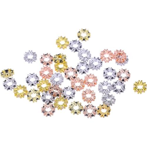 Juya DIY Metal Beads Findings Supplies CZ 8mm Snowflake Spacer Beads Accessories For Natural Stones Beadwork Jewelry DIY Making