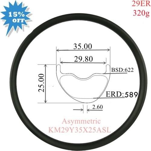 Fast Shipping 315g carbon rims 29er 35x25mm Asymmetric light mtb rim 29" super light mountain rims UD finish customizable