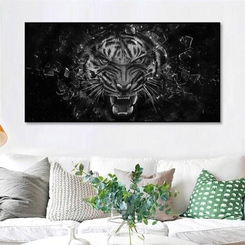 Nordic style Tiger Animals Oil Painting on Canvas Modern Wall Picture for Living Room Poster Sofa Cudros Decoration