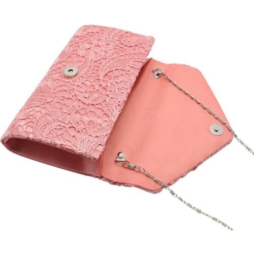 Envelope Ladies Bag Bridal Smart Clutch Bag Blue Evening Party Prom Women Satin Lace Bag