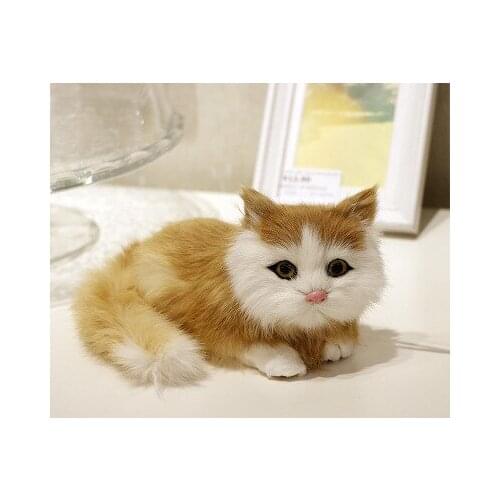 1pcs,Artificial Real Fur mini Cat,High Simulation Decorative Cat for Garden Home Decoration accessories,Birthday party kids gift