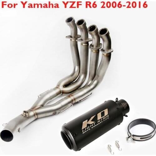 Motorcycle R6 Exhaust Tip Muffler 51mm Escape Silencer Header Connector Link Tube Full System for Yamaha R6 YZF R6 2006-2016