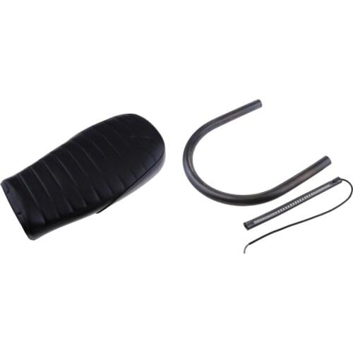 Motorcycle Cafe Racer Seat Hump + Frame Hoop Loop LED Light Flat 230mm for SUZUKI GR650 GS TU250 GN125 GN250 Black