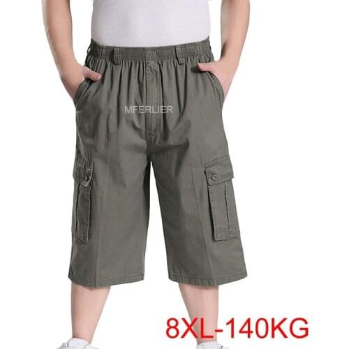 Autumn Summer Men Pant 8XL 140kg 7XL 6XL Large Size Calf-Length Pants Men