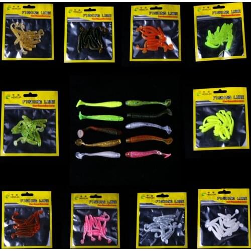 HENGJIA 10pcs/pack Fishing Lure Soft Bait 50mm/0.6g T Tail soft Fish SwimBait soft plastic worm bait Soft Lures Artificial Lures