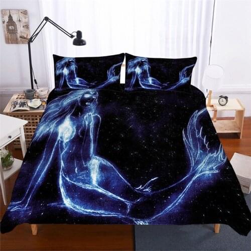 Bedding Set 3D Printed Duvet Cover Bed Set Sea Mermaid Home Textiles for Adults Lifelike Bedclothes with Pillowcase #MRY05