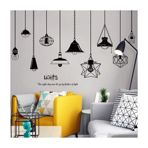 Wall Sticker Creative Chandelier Silhouette Simple Modern Living Room Decoration Nordic Poster Kitchen Stickers Wall Decor Mural