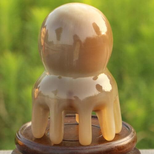 Natural White Horn Octopus Comb Head Meridian Scraping Scalp Massage Brush Acupuncture Spa Gua Sha Therapy Massage Relax Tool