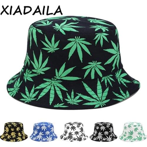 Summer Spring Women Men Couple Cotton Hat Hip Hop Cap Maple Leaf Panama Bucket Hat Sun Flat Top Fisherman Hats Boonie Gift