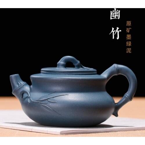Sand Pot Ore Mine Green Mud Youbamboo Pot Hand-made Bamboo Pot All Hand-made Teapot Gift Customized One Substitute